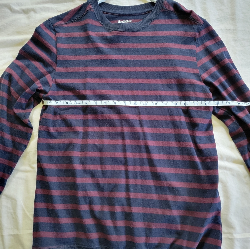Goodfellow & Co Men's Medium Rugby Shirt Burgundy and Blue Stripe
